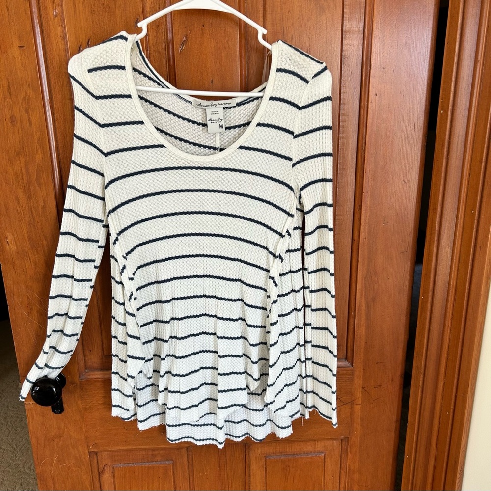American Rag Cream Long Sleeve Fitted Top